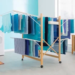 Séchoir à linge pliable DELUXE capacité 27M blanc et effet bois
