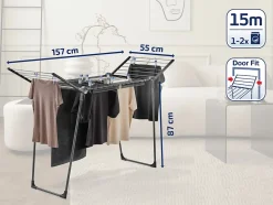 Séchoir à linge pliant 15 m d'étendage, noir, Leifheit Pegasus 150