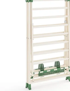 Séchoir à Linge Pliante, avec Ailes Latérales Hauteur Réglable, 20 Barres et 4 Crochets Chaussures, Vêtements (1,8 M,Beige)