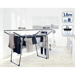 Séchoir à linge sur pied 18 m d'étendage, Leifheit Pegasus 180 noir