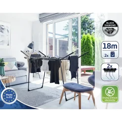 Séchoir à linge sur pied 18 m d'étendage, Leifheit Pegasus 180 noir