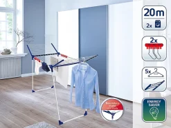 Séchoir à linge sur pied 20 m avec accessoires, Leifheit Pegasus 200 Solid Comfort