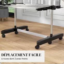 Séchoir à linge étendoir pliable ailes latérales 4 niveaux noir