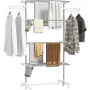 Séchoir à linge étendoir pliable ailes latérales sur 4 niveaux