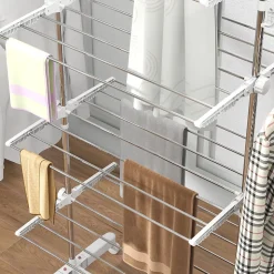 Séchoir à linge étendoir pliable ailes latérales sur 4 niveaux