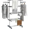 Séchoir à linge étendoir pliable ailes latérales 4 niveaux gris