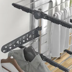 Séchoir à linge étendoir pliable ailes latérales 4 niveaux gris