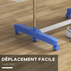 Séchoir à linge étendoir pliable ailes latérales 3 niveaux acier inox PP bleu