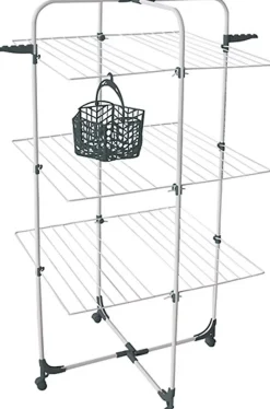 Séchoir à linge Tour 3 niveaux 68 cm avec panier à pinces