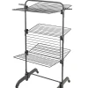 Séchoir à linge tour noir sur roulettes 42 m d'étendage 3 niveaux, Leifheit Comfort Tower 420 Black