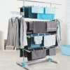 Séchoir à linge vertical pliable 4 niveaux OPTIMUM capacité 30M avec tringle télescopique blanc et bleu