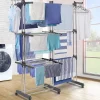 Séchoir à linge vertical pliable et extensible 3 niveaux GIGA capacité 27M avec cintres et pinces inox et gris