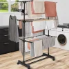 Séchoir à linge vertical pliable 3 niveaux MAXIMA capacité 20M noir et effet bois