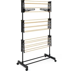 Séchoir à linge vertical pliable 3 niveaux MAXIMA capacité 20M noir et effet bois