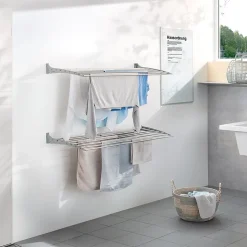 Séchoir alu mural blanc pliant 116x50x10cm Foxydry Fold 120