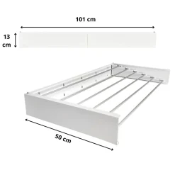 Séchoir alu mural blanc pliable 101x50x13cm Foxydry Hide 100