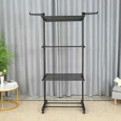 Séchoir multifonctions 20m d'étendage noir Herzberg HG8034-BB