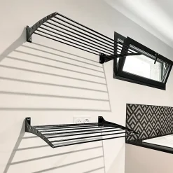 Séchoir mural noir alu fermeture bas 82x50x10cm Fold 80