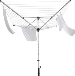 Séchoir parapluie de jardin à ouverture rapide, 60 m d'étendage, gris et noir, Leifheit LinoLift 600 QuickStart