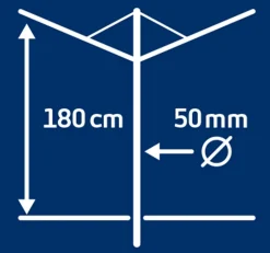 Séchoir parapluie de jardin à ouverture rapide, 60 m d'étendage, gris et noir, Leifheit LinoLift 600 QuickStart