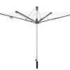 Séchoir parapluie extérieur avec douille de fixation, 50 m d'étendage, noir et gris, Leifheit Linomatic Plus 500