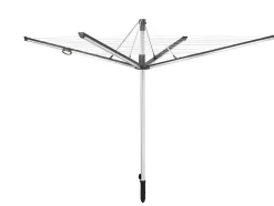 Séchoir parapluie extérieur avec douille de fixation, 50 m d'étendage, noir et gris, Leifheit Linomatic Plus 500