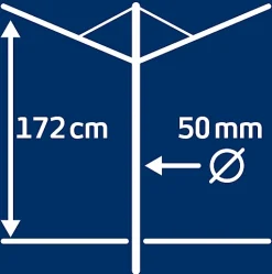 Séchoir parapluie extérieur avec douille de fixation, 50 m d'étendage, noir et gris, Leifheit Linomatic Plus 500
