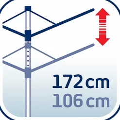Séchoir parapluie extérieur avec douille de fixation, 50 m d'étendage, noir et gris, Leifheit Linomatic Plus 500