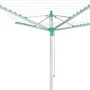 Séchoir parapluie extérieur avec douille de fixation, 50 m d'étendage, gris et bleu turquoise, Leifheit Linomatic 500 Easy