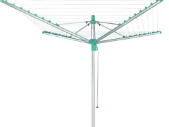 Séchoir parapluie extérieur avec douille de fixation, 50 m d'étendage, gris et bleu turquoise, Leifheit Linomatic 500 Easy