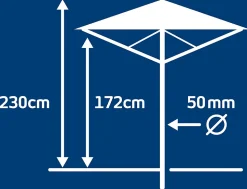 Séchoir parapluie extérieur avec toit étanche et douille de fixation, 40 m d'étendage, noir et gris, Leifheit LinoProtect 400