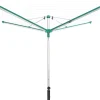 Séchoir parapluie extérieur avec housse et douille de fixation, 60 m d'étendage, vert et gris, Leifheit Linomatic Deluxe Cover 600