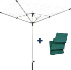 Séchoir parapluie extérieur, 50 m d'étendage, noir et gris, Leifheit LinoPush 500
