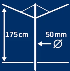 Séchoir parapluie extérieur avec douille de fixation, 60 m d'étendage, noir et gris, Leifheit Linomatic Plus 600