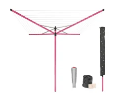 Séchoir parapluie rotatif 50m d'étendage, rose, Brabantia Lift'O Matic