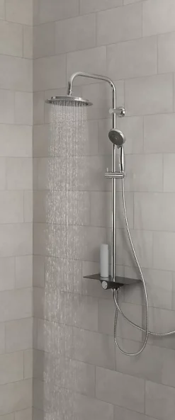 SCHÜTTE AQUASTAR système de douche avec tablette chromé/anthracite
