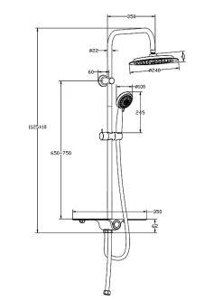 SCHÜTTE AQUASTAR système de douche avec tablette chromé/anthracite