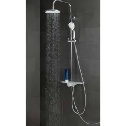SCHÜTTE AQUASTAR système de douche avec tablette chromé/blanc