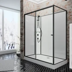 Schulte cabine de douche intégrale - porte coulissante ouverture vers la gauche - 120x80cm - verre 5mm