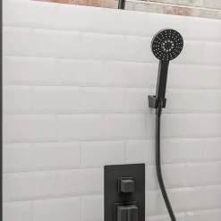Schulte cabine de douche intégrale 90x90x215 cm - porte à pivot - montage réversible - verre de sécurite 5 mm - noir - Jersey
