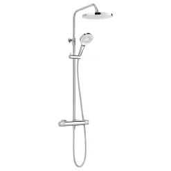 Schulte colonne de douche - mitigeur thermostatique - robinetterie avec douche de tête effet pluie - douchette 3 jets - chromé