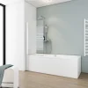 Schulte Pare-baignoire 70x130 cm - Réversible - Écran pliant - Verre de Sécurité transparent 5mm - Décor Bandes - Blanc