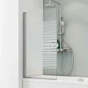 Schulte Pare-baignoire 70x130 cm - Réversible - Écran pliant - Verre de Sécurité transparent 5 mm - Bandes - Aluminium