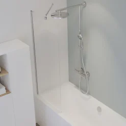 Schulte pare-muret douche - 120 x 100 - paroi de douche - verre de sécurite 5 mm -transparent - anticalcaire - chromé