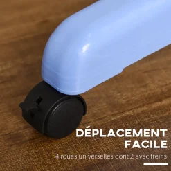 Sechoir à linge étendoir pliable 3 niveaux 2 ailes latérales à cintres acier blanc PP bleu
