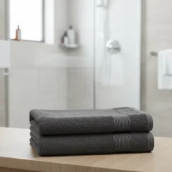 Serviette de bain anthracite 140 x 70 cm, GoodHome Koros