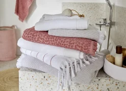 Serviette de bain blanche et mango 140 x 70 cm, GoodHome Sary