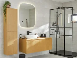 Serviette de bain blanche et beige galet Elland 150 x 100 cm GoodHome