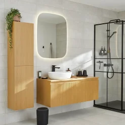 Serviette de bain blanche et beige galet Elland 150 x 100 cm GoodHome