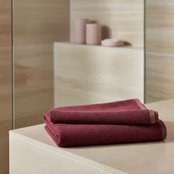 Serviette de bain grenat et rose terracotta 140 x 70 cm, GoodHome Sary